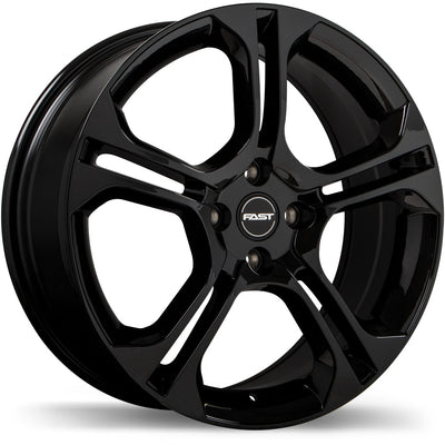 Fast Wheels - KiX - Black - Gloss Black - 16" x 6.5", 40 Offset, 4x100 (Bolt Pattern), 60.1mm HUB