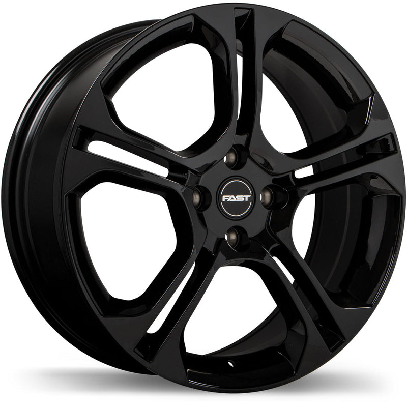 Fast Wheels - KiX - Black - Gloss Black - 16" x 6.5", 40 Offset, 4x100 (Bolt Pattern), 60.1mm HUB