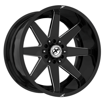 XF Off-Road - XF-236 - Black - Gloss Black Milled - 22" x 12", -44 Offset, 5x127/139.7 (Bolt pattern), 78.1mm HUB