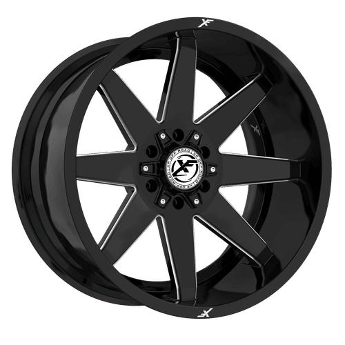 XF Off-Road - XF-236 - Black - Gloss Black Milled - 22" x 12", -44 Offset, 8x170/180 (Bolt pattern), 125.2mm HUB