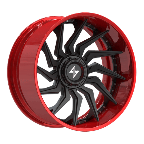 Sentali - BFX-4 - Black - Red Lip / Matte Black Centre - 22" x 12", -44 Offset, 8x165.1/180 (Bolt pattern), 125.2mm HUB