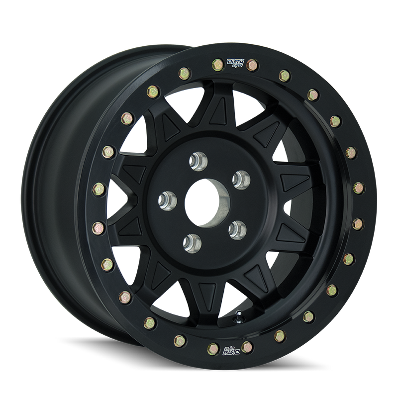 Dirty Life - ROADKILL RACE - Black - MATTE BLACK/BLACK BEADLOCK - 17" x 9", -14 Offset, 8x165.1 (Bolt Pattern), 130.8mm HUB