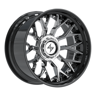 Sentali - BFX-2 - Black - Gloss Black Lip / Chrome Centre - 22" x 10", -24 Offset, 6x135/139.7 (Bolt pattern), 106.1mm HUB