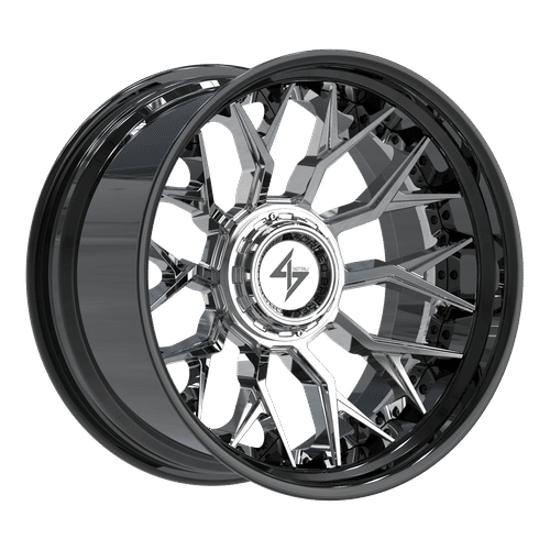 Sentali - BFX-2 - Black - Gloss Black Lip / Chrome Centre - 22" x 12", -44 Offset, 8x165.1/170 (Bolt pattern), 125.2mm HUB