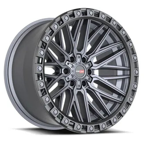 Vortek Offroad - VRT-608 APOLLO - Grey - Matte Titanium Black Bead Ring - 20" x 10", -12 Offset, 5x127/139.7 (Bolt pattern), 78.1mm HUB