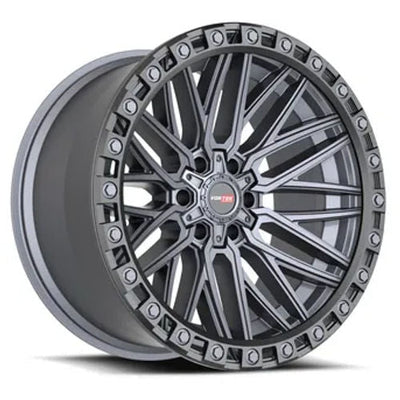 Vortek Offroad - VRT-608 APOLLO - Grey - Matte Titanium Black Bead Ring - 17" x 9", -12 Offset, 5x127/139.7 (Bolt pattern), 78.1mm HUB