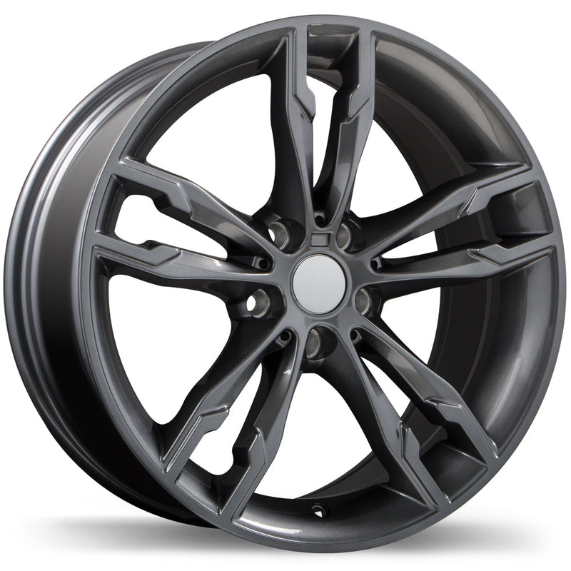 Replika - R198 - Gunmetal - Gloss Gunmetal - 18" x 8", 30 Offset, 5x112 (Bolt Pattern), 66.6mm HUB
