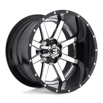 Fuel - D260 MAVERICK - Polished - CHROME PLATED GLOSS BLACK LIP - 22" x 14", -70 Offset, 8x180 (Bolt Pattern), 125.1mm HUB