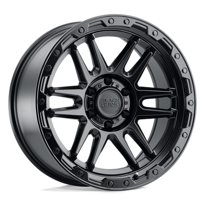 Black Rhino - APACHE - Black - MATTE BLACK WITH BLACK BOLTS - 18" x 9", 2 Offset, 5x127 (Bolt Pattern), 71.5mm HUB