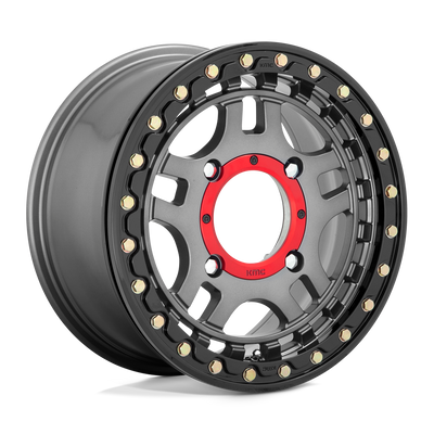 KMC Powersports - KS240 RECON BEADLOCK - Gunmetal - GUN METAL WITH GLOSS BLACK RING - 15" x 7", 38 Offset, 4x137 (Bolt Pattern), 112.1mm HUB