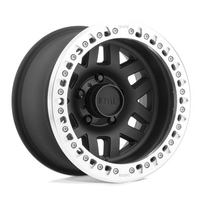 KMC Wheels - KM229 MACHETE CRAWL BEADLOCK - Black - SATIN BLACK MACHINED BEAD RING - 17" x 9", -38 Offset, 5x127 (Bolt Pattern), 78.1mm HUB