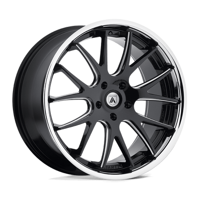 Asanti Black - ABL-3 CASTOR - Black - MATTE BLACK MILLED SS LIP - 20" x 8.5", 15 Offset, 5x115 (Bolt Pattern), 74.1mm HUB