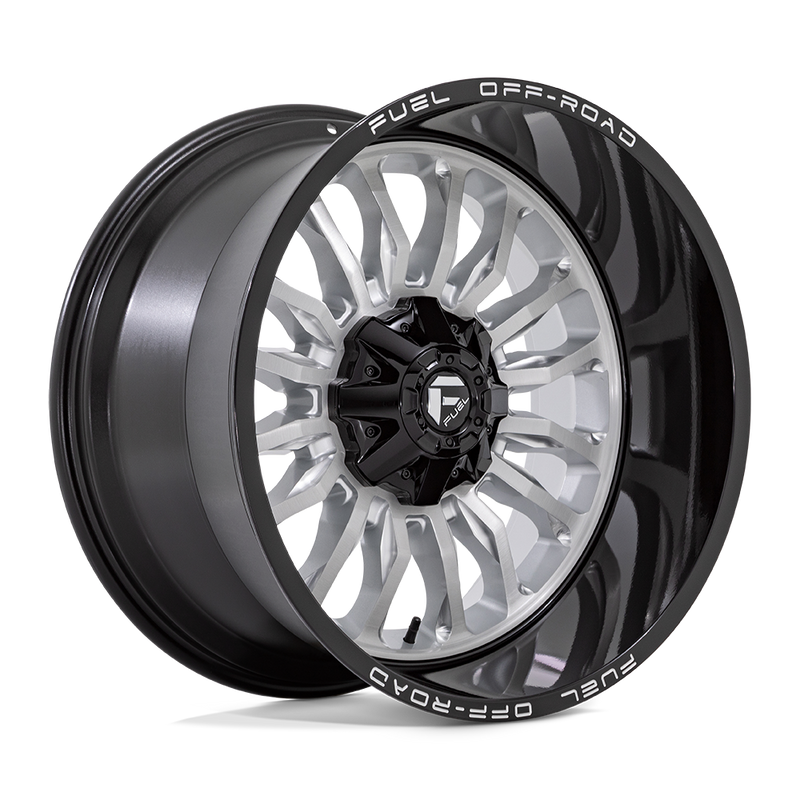 Fuel - D798 ARC - Silver - SILVER BRUSHED FACE WITH MILLED BLACK LIP - 22" x 12", -44 Offset, 8x165.1 (Bolt Pattern), 125.1mm HUB