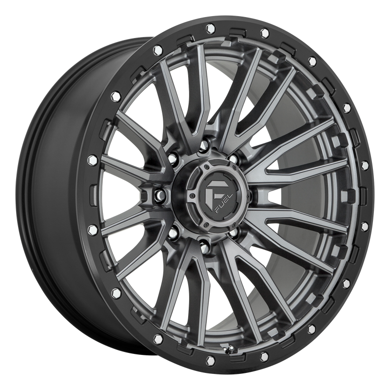Fuel - D680 REBEL - Gunmetal - MATTE GUN METAL BLACK BEAD RING - 22" x 12", -44 Offset, 8x180 (Bolt Pattern), 124.2mm HUB