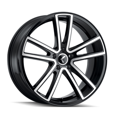 Kraze Wheels - KR190 - Black - BLACK/MACHINED FACE - 22" x 9.5", 30 Offset, 6x135 (Bolt Pattern), 87.1mm HUB