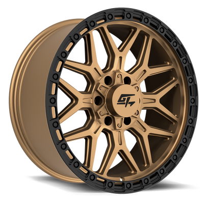 GT Off-Road - Revolt - Bronze - Matte Bronze with Black Ring - 20" x 10", -18 Offset, 6x135, 139.7 (Bolt Pattern), 106.1mm HUB