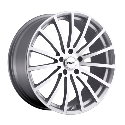 TSW Wheels - MALLORY - Gunmetal - SILVER W/ MIRROR CUT FACE - 19" x 8", 4 Offset, 5x114.3 (Bolt Pattern), 76.1mm HUB