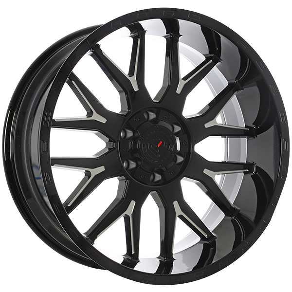 Forged Offroad - XR101 - Black - Gloss Black - Milled Edge - 20" x 10", -19 Offset, 8x165.1 (Bolt pattern), 125.1mm HUB
