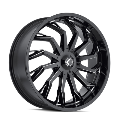 Kraze Wheels - SCRILLA - Black - BLACK/MILLED - 26" x 10", 18 Offset, 5x115/120 (Bolt Pattern), 74.1mm HUB