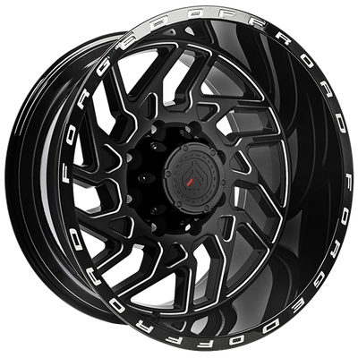 Forged Offroad - XR103 - Black - Gloss Black - Milled Edge - 20" x 10", -19 Offset, 6x135/139.70 (Bolt pattern), 87.1mm HUB
