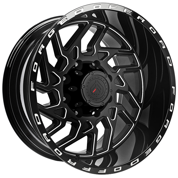 Forged Offroad - XR103 - Black - Gloss Black - Milled Edge - 20" x 10", -19 Offset, 8x180 (Bolt pattern), 125.1mm HUB