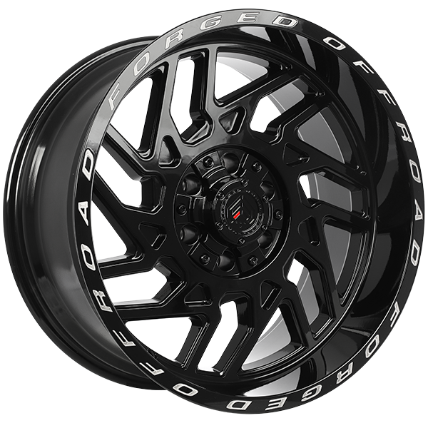 Forged Offroad - XR103 - Black - Gloss Black - Milled Lip - 20" x 10", -19 Offset, 8x165.1 (Bolt pattern), 125.1mm HUB