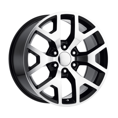 OE Creations - PR169 - Black - GLOSS BLACK WITH MACHINED SPOKES - 24" x 10", 31 Offset, 6x139.7 (Bolt Pattern), 78.1mm HUB