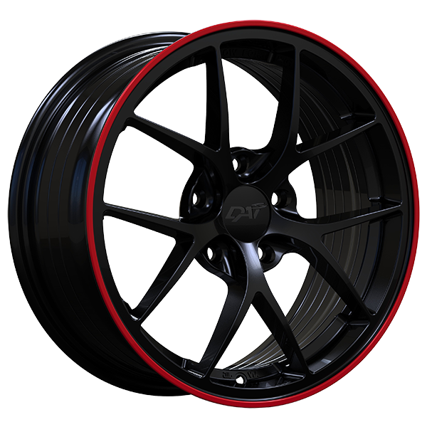 DAI Alloys - Sky - Black - Gloss Black - Red Line - 16" x 7", 40 Offset, 5x114.3 (Bolt pattern), 67.1mm HUB