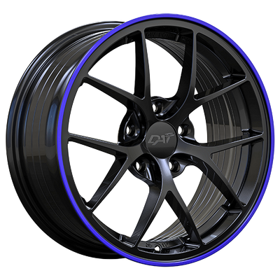 DAI Alloys - Sky - Black - Gloss Black - Purple Lip - 16" x 7", 40 Offset, 5x114.3 (Bolt pattern), 67.1mm HUB