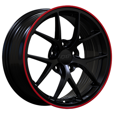 DAI Alloys - Sky - Black - Gloss Black - Red Line - 17" x 7.5", 40 Offset, 5x114.3 (Bolt pattern), 67.1mm HUB