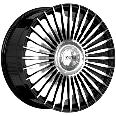 720 Luxury - INFINITY - Black - Gloss Black - Machined Face - 22" x 9.5", 45 Offset, 5x120 (Bolt pattern), 72.60mm HUB