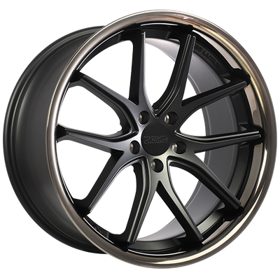 720 Luxury - VANQUISH - Black - Satin Black - Black Stainless Lip - 19" x 9.5", 35 Offset, 5x112 (Bolt pattern), 66.60mm HUB