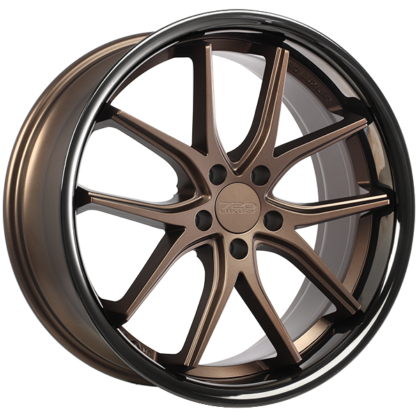 720 Luxury - VANQUISH - Bronze - Satin Bronze Face - Black Stainless Lip - 20" x 9", 35 Offset, 5x114.3 (Bolt pattern), 73.10mm HUB