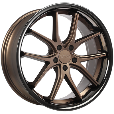 720 Luxury - VANQUISH - Bronze - Satin Bronze Face - Black Stainless Lip - 20" x 10.5", 45 Offset, 5x114.3 (Bolt pattern), 73.10mm HUB