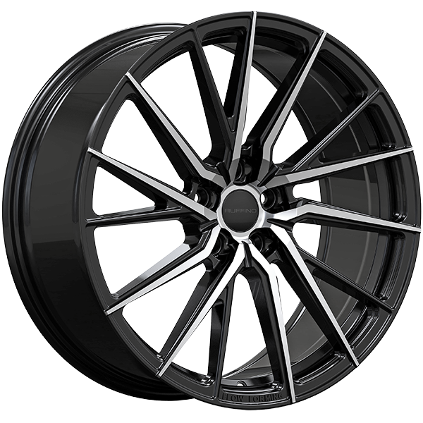 Ruffino Wheels - CENTRAL - Black - Gloss Black - Machined Face - 20" x 8.5", 35 Offset, 5x114.3 (Bolt pattern), 73.10mm HUB