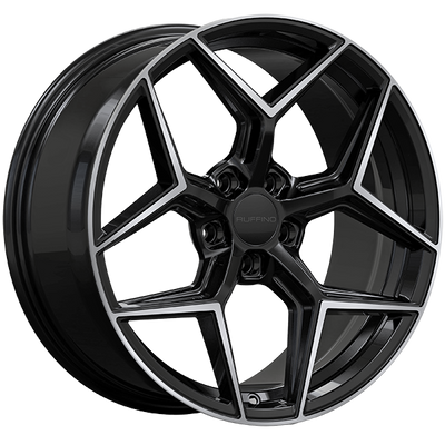 Ruffino Wheels - HANS - Black - Gloss Black - Machined Face - 19" x 8.5", 35 Offset, 5x114.3 (Bolt pattern), 73.10mm HUB