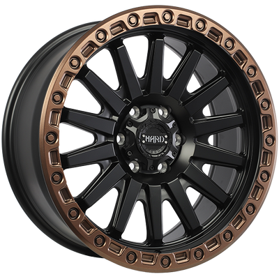 Ruffino HARD - BLAZE - Black - Satin Black - Satin Bronze Lip - 17" x 9", 15 Offset, 6x139.7 (Bolt pattern), 108.10mm HUB
