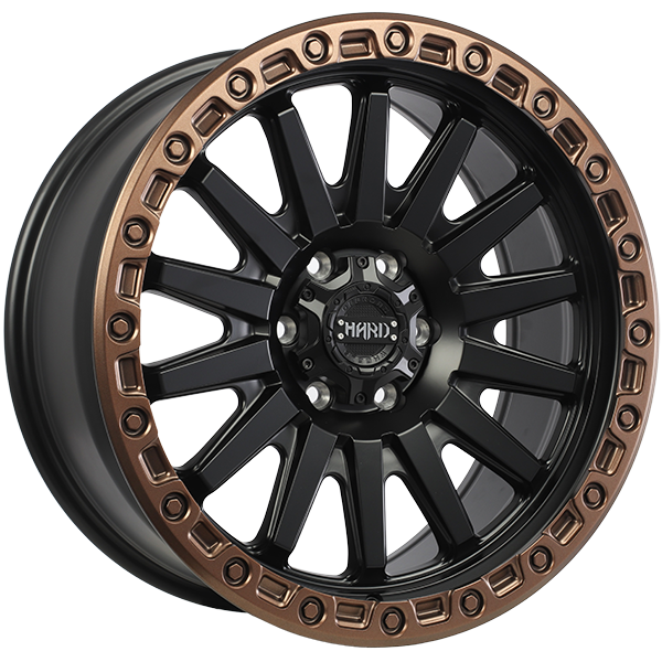 Ruffino HARD - BLAZE - Black - Satin Black - Satin Bronze Lip - 20" x 9", 15 Offset, 6x139.7 (Bolt pattern), 108.10mm HUB