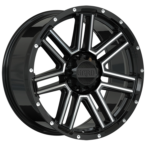 Ruffino Hard - Mystic - Black - Gloss Black - Milled Edge - 20" x 9", 15 Offset, 6x139.7 (Bolt pattern), 108.1mm HUB
