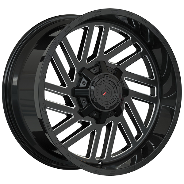 Forged Offroad - XR107 - Black - Gloss Black - Milled Edge - 20" x 10", -12 Offset, 5x127 (Bolt pattern), 71.5mm HUB