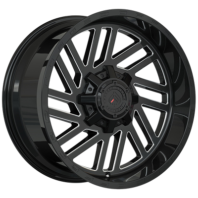 Forged Offroad - XR107 - Black - Gloss Black - Milled Edge - 20" x 10", -12 Offset, 6x135/139.7 (Bolt pattern), 87.1mm HUB