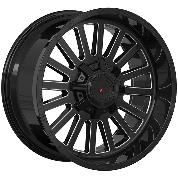 Forged Offroad - XR108 - Black - Gloss Black - Milled Edge - 20" x 10", -12 Offset, 6x135/139.7 (Bolt pattern), 87.1mm HUB