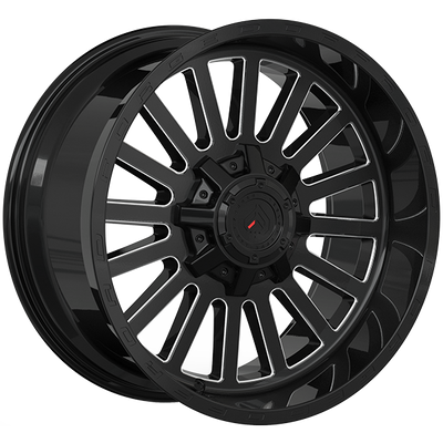 Forged Offroad - XR108 - Black - Gloss Black - Milled Edge - 20" x 10", -12 Offset, 8x180 (Bolt pattern), 125.2mm HUB