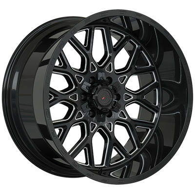 Forged Offroad - XR109 - Black - Gloss Black - Milled Edge - 22" x 12", -44 Offset, 6x135/139.7 (Bolt pattern), 87.1mm HUB