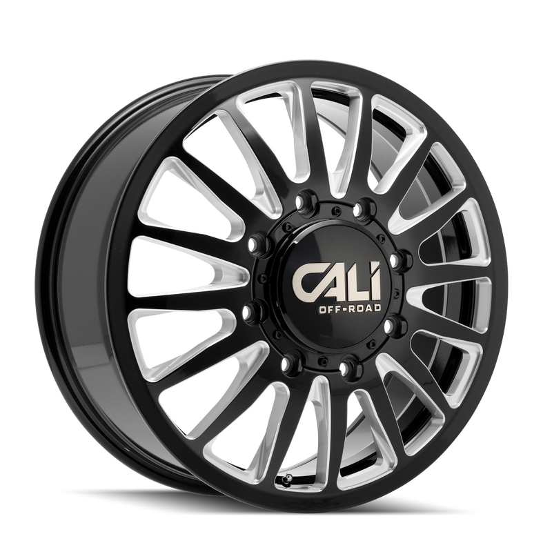 Cali Off-Road - SUMMIT DUALLY - Black - GLOSS BLACK/MILLED - 20" x 8.25", 115 Offset, 8x200 (Bolt Pattern), 142mm HUB