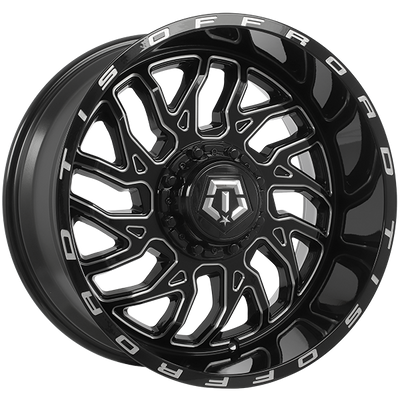 TIS Wheels - 544BM - Black - Gloss Black - Milled Edge - 20" x 10", -25 Offset, 5x114.3/127 (Bolt pattern), 78.10mm HUB