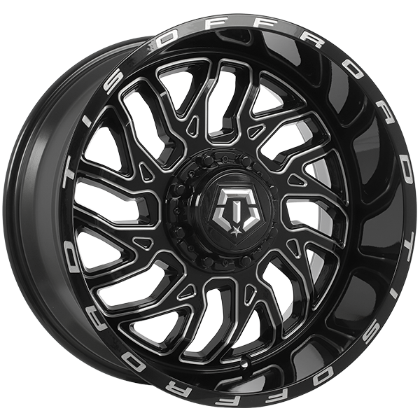 TIS Wheels - 544BM - Black - Gloss Black - Milled Edge - 20" x 10", -25 Offset, 5x114.3/127 (Bolt pattern), 78.10mm HUB