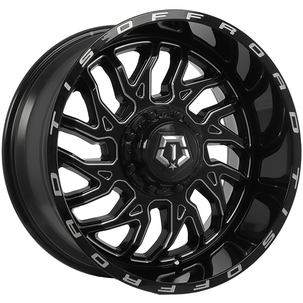 TIS Wheels - 544BM - Black - Gloss Black - Milled Edge - 20" x 10", -25 Offset, 5x139.7/150 (Bolt pattern), 110.10mm HUB
