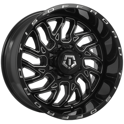 TIS Wheels - 544BM - Black - Gloss Black - Milled Edge - 20" x 10", -25 Offset, 8x165.1 (Bolt pattern), 125.20mm HUB
