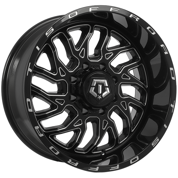 TIS Wheels - 544BM - Black - Gloss Black - Milled Edge - 20" x 10", -25 Offset, 8x165.1 (Bolt pattern), 125.20mm HUB